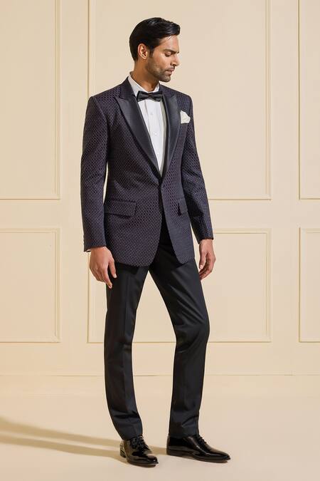 Buy_Raghavendra Rathore Jodhpur_Purple Satin Celestial Extravagant Tuxedo Jacket _Online_at_Aza_Fashions