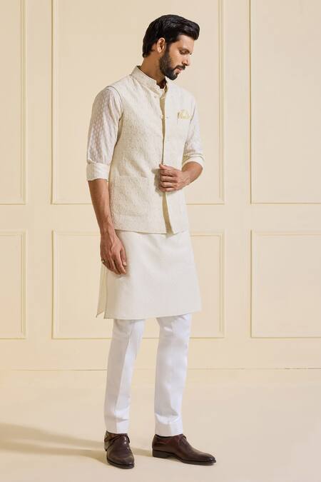 Buy Raghavendra Rathore Jodhpur Off White Silk Designer Nehru Jacket Set Online at Aza Fashions Buy_Raghavendra Rathore Jodhpur_Off White Silk Designer Nehru Jacket Set _Online_at_Aza_Fashions