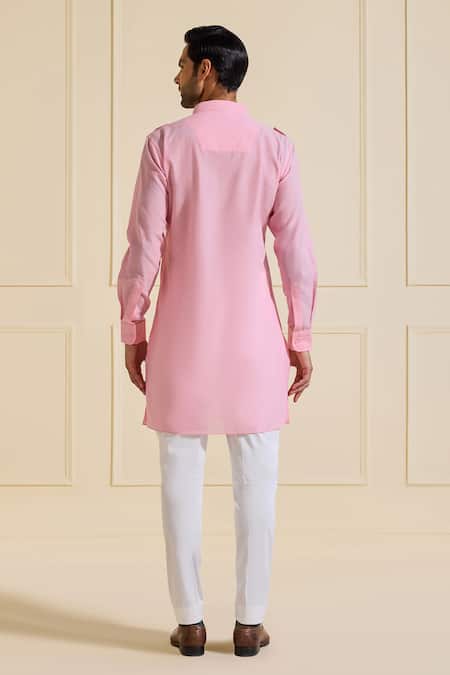 Raghavendra Rathore Jodhpur Blush Pink Flap Pocket Kurta 