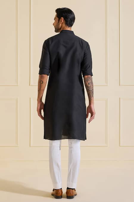 Shop Raghavendra Rathore Jodhpur Black Viscose Designer Luxe Onyx Kurta at Aza Fashions Shop_Raghavendra Rathore Jodhpur_Black Viscose Designer Luxe Onyx Kurta _at_Aza_Fashions