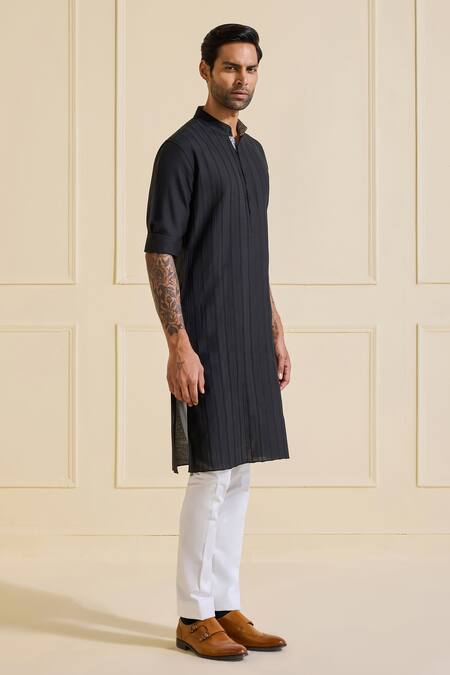 Buy Raghavendra Rathore Jodhpur Black Viscose Designer Luxe Onyx Kurta Online at Aza Fashions Buy_Raghavendra Rathore Jodhpur_Black Viscose Designer Luxe Onyx Kurta _Online_at_Aza_Fashions
