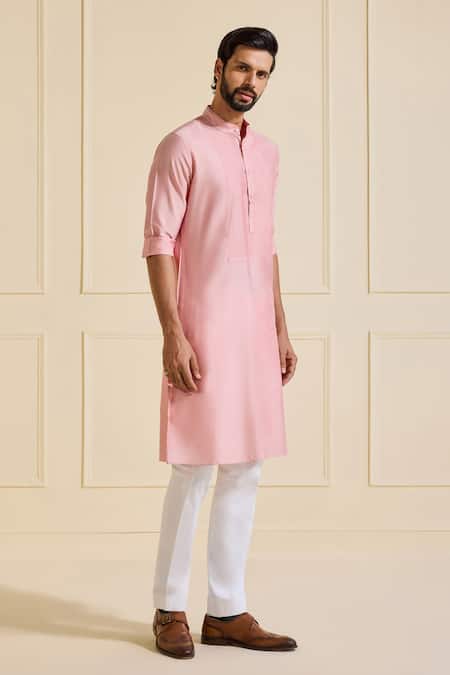 Raghavendra Rathore Jodhpur Pink Viscose, Silk Chandni Blush Kurta Online at Aza Fashions Raghavendra Rathore Jodhpur_Pink Viscose, Silk Chandni Blush Kurta _Online_at_Aza_Fashions