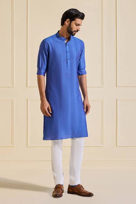 Buy Raghavendra Rathore Jodhpur Navy Viscose, Silk Cobalt Blue Pleated Kurta Online at Aza Fashions Buy_Raghavendra Rathore Jodhpur_Navy Viscose, Silk Cobalt Blue Pleated Kurta _Online_at_Aza_Fashions