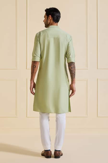 Raghavendra Rathore Jodhpur Pleated Mint Green Designer Kurta 