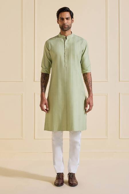 Buy Raghavendra Rathore Jodhpur Mint Viscose Pleated Green Designer Kurta Online at Aza Fashions Buy_Raghavendra Rathore Jodhpur_Mint Viscose Pleated Green Designer Kurta _Online_at_Aza_Fashions