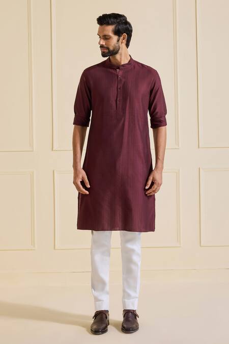 Buy Raghavendra Rathore Jodhpur Maroon Viscose Velvet Ember Kurta Online at Aza Fashions Buy_Raghavendra Rathore Jodhpur_Maroon Viscose Velvet Ember Kurta _Online_at_Aza_Fashions