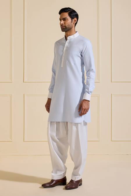 Raghavendra Rathore Jodhpur Sky Blue Cotton Designer Kurta Online at Aza Fashions Raghavendra Rathore Jodhpur_Sky Blue Cotton Designer Kurta _Online_at_Aza_Fashions