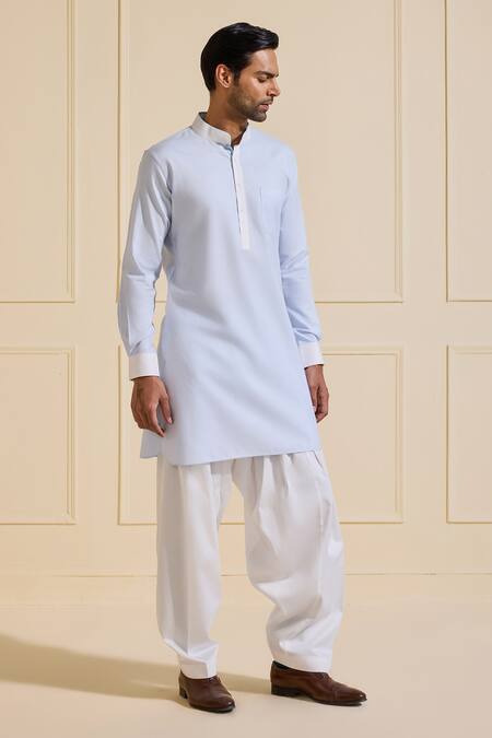 Buy Raghavendra Rathore Jodhpur Sky Blue Cotton Designer Kurta Online at Aza Fashions Buy_Raghavendra Rathore Jodhpur_Sky Blue Cotton Designer Kurta _Online_at_Aza_Fashions