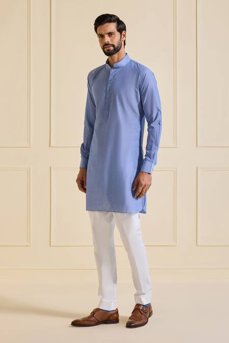 Buy Raghavendra Rathore Jodhpur Sky Blue Cotton Designer Short Kurta Online at Aza Fashions Buy_Raghavendra Rathore Jodhpur_Sky Blue Cotton Designer Short Kurta _Online_at_Aza_Fashions
