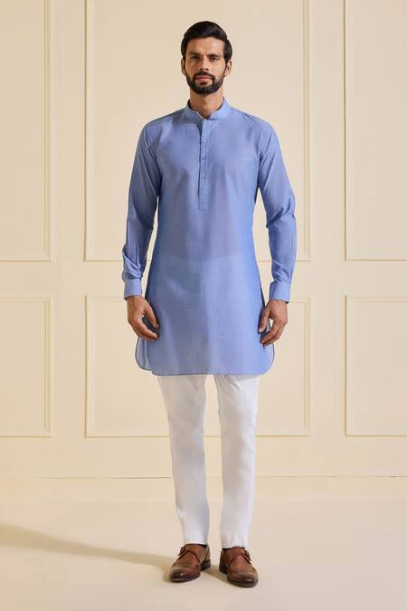 Shop Raghavendra Rathore Jodhpur Sky Blue Cotton Designer Short Kurta Online at Aza Fashions Shop_Raghavendra Rathore Jodhpur_Sky Blue Cotton Designer Short Kurta _Online_at_Aza_Fashions
