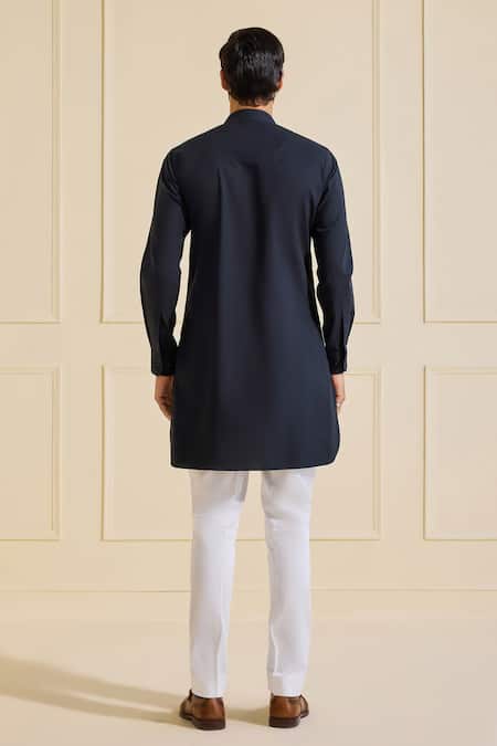 Raghavendra Rathore Jodhpur Elite Raven Noir Cotton Kurta 