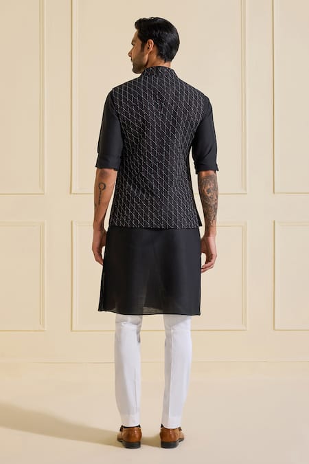 Shop Raghavendra Rathore Jodhpur Black Viscose, Silk Designer Nehru Jacket at Aza Fashions Shop_Raghavendra Rathore Jodhpur_Black Viscose, Silk Designer Nehru Jacket _at_Aza_Fashions