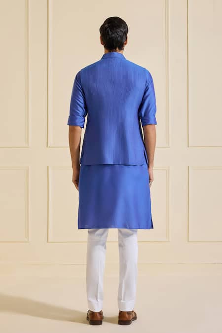 Shop Raghavendra Rathore Jodhpur Navy Viscose, Silk Designer Nehru Jacket Set at Aza Fashions Shop_Raghavendra Rathore Jodhpur_Navy Viscose, Silk Designer Nehru Jacket Set _at_Aza_Fashions