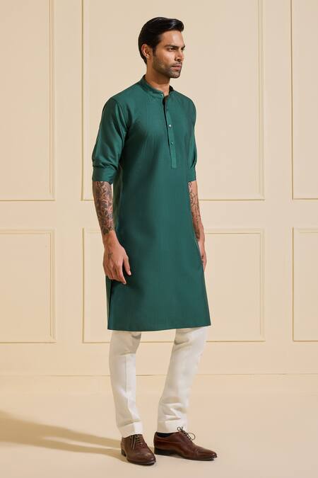 Buy Raghavendra Rathore Jodhpur Green Viscose Imperial Moss Kurta Online at Aza Fashions Buy_Raghavendra Rathore Jodhpur_Green Viscose Imperial Moss Kurta _Online_at_Aza_Fashions