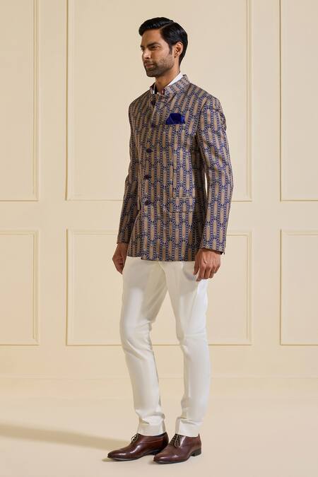 Raghavendra Rathore Jodhpur_Multi Color Linen Contemporary Panache Bandhgala Jacket _Online_at_Aza_Fashions