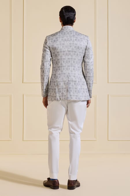 Raghavendra Rathore Jodhpur Opalescent Pearl Bandhgala Jacket 