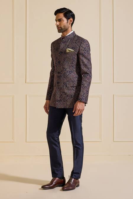 Raghavendra Rathore Jodhpur_Multi Color Cotton Embroidery Designer Bandhgala Jacket _Online_at_Aza_Fashions