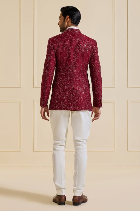 Raghavendra Rathore Jodhpur Garnet Bandhgala Jacket 