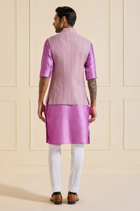 Shop Raghavendra Rathore Jodhpur Lavender Silk Embroidered Nehru Jacket at Aza Fashions Shop_Raghavendra Rathore Jodhpur_Lavender Silk Embroidered Nehru Jacket _at_Aza_Fashions