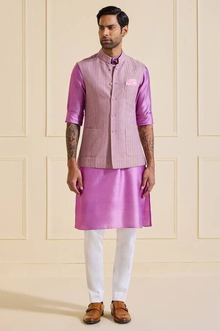 Raghavendra Rathore Jodhpur Lavender Silk Embroidered Nehru Jacket Online at Aza Fashions Raghavendra Rathore Jodhpur_Lavender Silk Embroidered Nehru Jacket _Online_at_Aza_Fashions