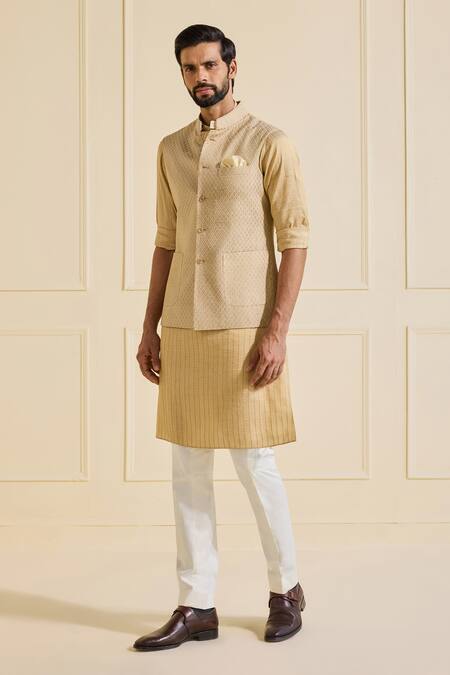 Buy Raghavendra Rathore Jodhpur Gold Silk Textured Nehru Jacket Online at Aza Fashions Buy_Raghavendra Rathore Jodhpur_Gold Silk Textured Nehru Jacket _Online_at_Aza_Fashions