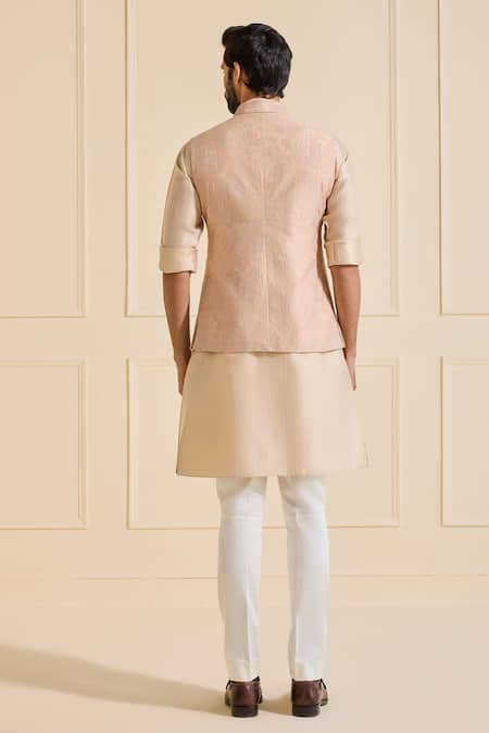 Raghavendra Rathore Jodhpur Textured Peach Nehru Jacket 