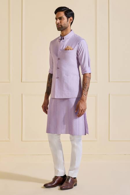 Raghavendra Rathore Jodhpur Lavender Viscose, Silk Bespoke Eclat Nehru Jacket Set Online at Aza Fashions Raghavendra Rathore Jodhpur_Lavender Viscose, Silk Bespoke Eclat Nehru Jacket Set _Online_at_Aza_Fashions