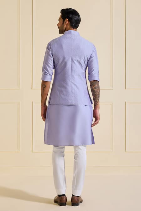 Shop Raghavendra Rathore Jodhpur Lavender Viscose, Silk Ethereal Periwinkle Aura Bundi at Aza Fashions Shop_Raghavendra Rathore Jodhpur_Lavender Viscose, Silk Ethereal Periwinkle Aura Bundi _at_Aza_Fashions