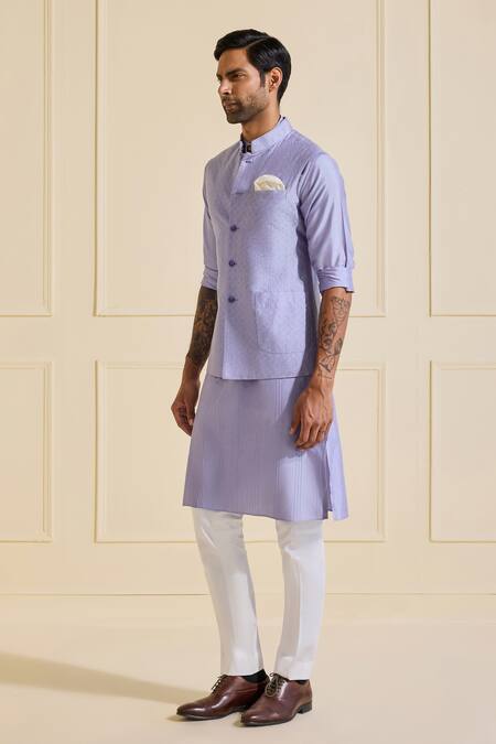 Raghavendra Rathore Jodhpur Lavender Viscose, Silk Ethereal Periwinkle Aura Bundi Online at Aza Fashions Raghavendra Rathore Jodhpur_Lavender Viscose, Silk Ethereal Periwinkle Aura Bundi _Online_at_Aza_Fashions