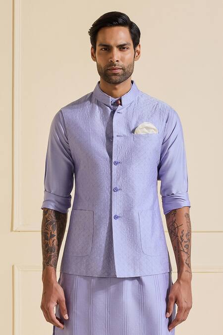 Shop Raghavendra Rathore Jodhpur Lavender Viscose, Silk Ethereal Periwinkle Aura Bundi Online at Aza Fashions Shop_Raghavendra Rathore Jodhpur_Lavender Viscose, Silk Ethereal Periwinkle Aura Bundi _Online_at_Aza_Fashions