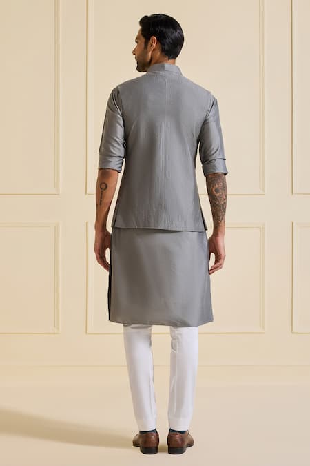 Shop Raghavendra Rathore Jodhpur Gray Viscose, Silk Designer Nehru Jacket Set at Aza Fashions Shop_Raghavendra Rathore Jodhpur_Gray Viscose, Silk Designer Nehru Jacket Set _at_Aza_Fashions