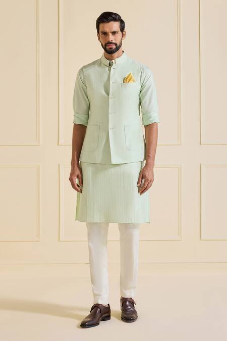 Raghavendra Rathore Jodhpur Mint Viscose, Silk Luxe Nehru Jacket Set Online at Aza Fashions Raghavendra Rathore Jodhpur_Mint Viscose, Silk Luxe Nehru Jacket Set _Online_at_Aza_Fashions