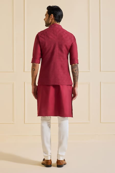 Raghavendra Rathore Jodhpur Maroon Aristocrat Nehru Jacket Set 