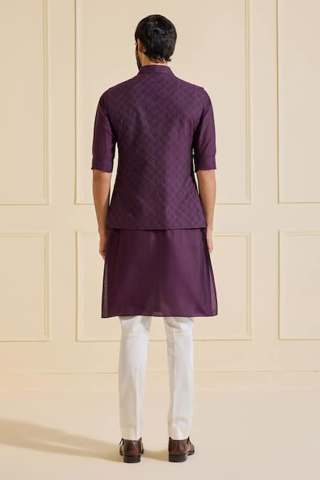 Shop Raghavendra Rathore Jodhpur Purple Viscose Amethyst Nehru Jacket Set at Aza Fashions Shop_Raghavendra Rathore Jodhpur_Purple Viscose Amethyst Nehru Jacket Set _at_Aza_Fashions