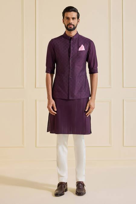 Raghavendra Rathore Jodhpur Purple Viscose Amethyst Nehru Jacket Set Online at Aza Fashions Raghavendra Rathore Jodhpur_Purple Viscose Amethyst Nehru Jacket Set _Online_at_Aza_Fashions