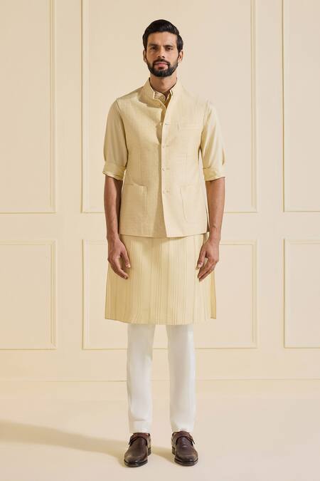 Raghavendra Rathore Jodhpur Beige Viscose, Silk Light Nehru Jacket Set Online at Aza Fashions Raghavendra Rathore Jodhpur_Beige Viscose, Silk Light Nehru Jacket Set _Online_at_Aza_Fashions
