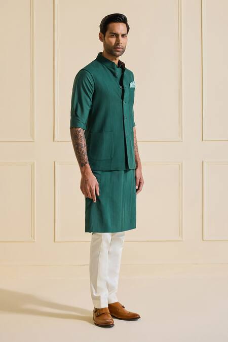 Buy Raghavendra Rathore Jodhpur Green Viscose, Silk Celestial Emerald Nehru Jacket Set Online at Aza Fashions Buy_Raghavendra Rathore Jodhpur_Green Viscose, Silk Celestial Emerald Nehru Jacket Set _Online_at_Aza_Fashions