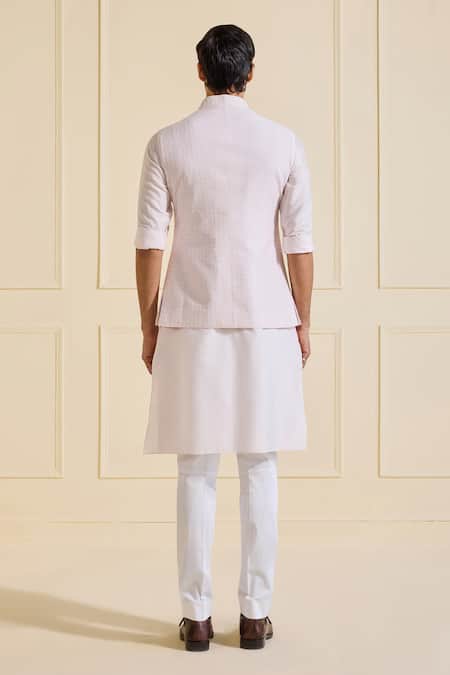 Shop Raghavendra Rathore Jodhpur Pink Viscose Powder Nehru Jacket Set at Aza Fashions Shop_Raghavendra Rathore Jodhpur_Pink Viscose Powder Nehru Jacket Set _at_Aza_Fashions