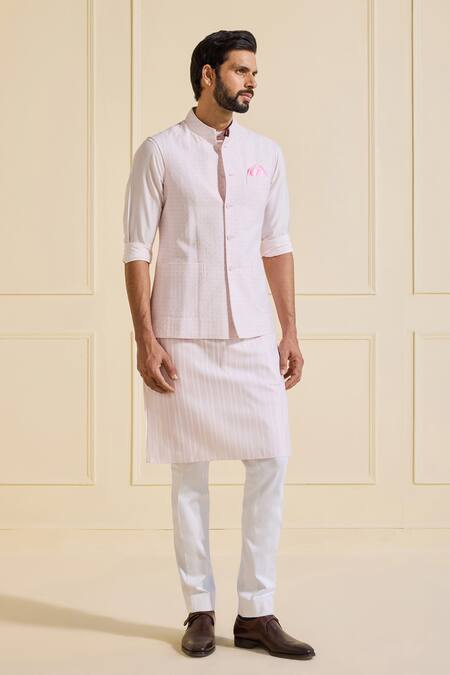 Raghavendra Rathore Jodhpur Pink Viscose Powder Nehru Jacket Set Online at Aza Fashions Raghavendra Rathore Jodhpur_Pink Viscose Powder Nehru Jacket Set _Online_at_Aza_Fashions