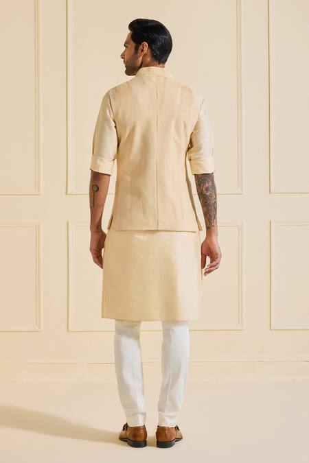 Shop Raghavendra Rathore Jodhpur Gold Viscose Radiant Elegance Kurta at Aza Fashions Shop_Raghavendra Rathore Jodhpur_Gold Viscose Radiant Elegance Kurta _at_Aza_Fashions
