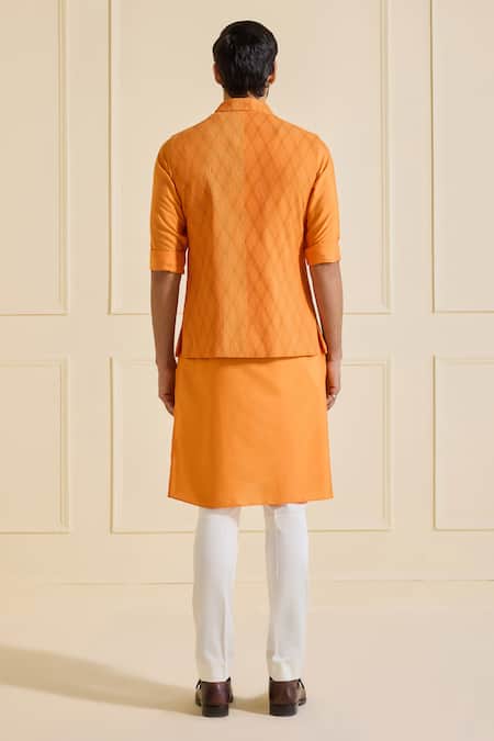 Raghavendra Rathore Jodhpur Textured Regal Nehru Jacket Set 