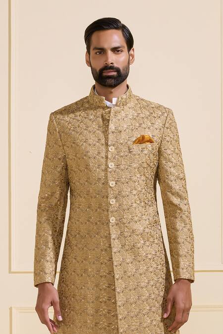 Raghavendra Rathore Jodhpur Beige Silk Embroidery Gilded Tapestry Sherwani at Aza Fashions Raghavendra Rathore Jodhpur_Beige Silk Embroidery Gilded Tapestry Sherwani _at_Aza_Fashions