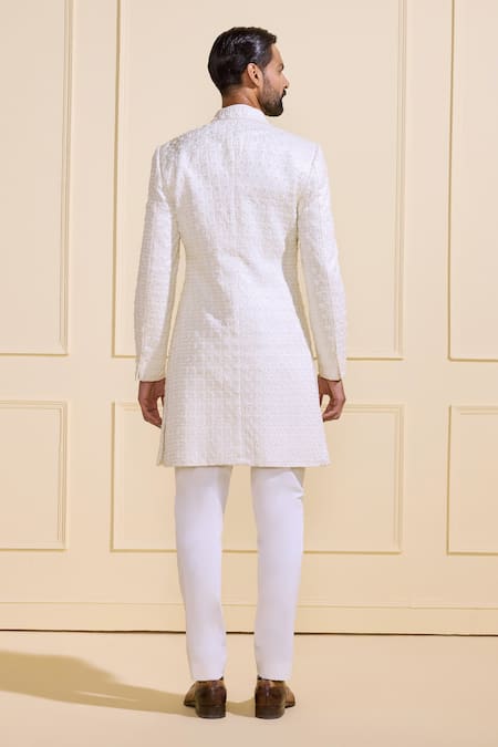 Shop Raghavendra Rathore Jodhpur Off White Silk Ivory Luminescence Designer Sherwani at Aza Fashions Shop_Raghavendra Rathore Jodhpur_Off White Silk Ivory Luminescence Designer Sherwani _at_Aza_Fashions