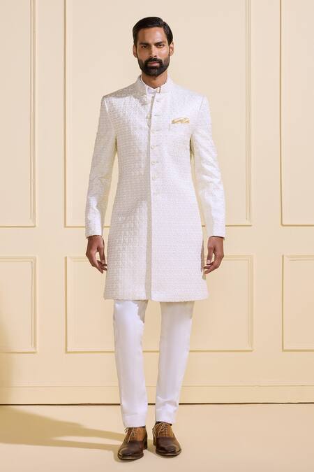 Buy Raghavendra Rathore Jodhpur Off White Silk Ivory Luminescence Designer Sherwani Online at Aza Fashions Buy_Raghavendra Rathore Jodhpur_Off White Silk Ivory Luminescence Designer Sherwani _Online_at_Aza_Fashions