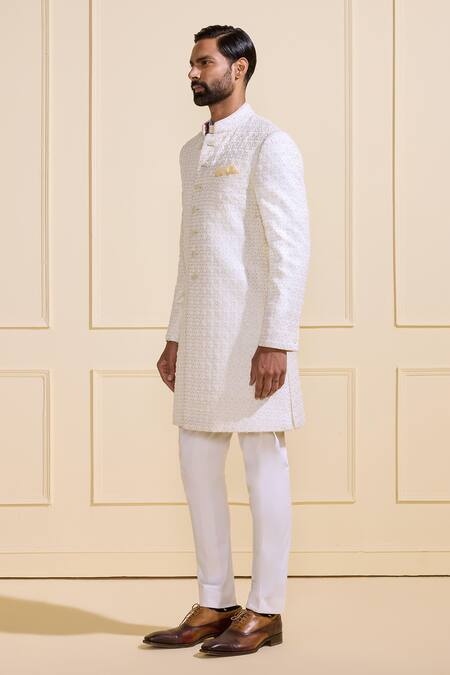 Shop Raghavendra Rathore Jodhpur Off White Silk Ivory Luminescence Designer Sherwani Online at Aza Fashions Shop_Raghavendra Rathore Jodhpur_Off White Silk Ivory Luminescence Designer Sherwani _Online_at_Aza_Fashions