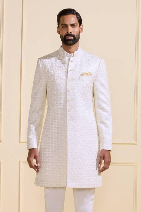 Raghavendra Rathore Jodhpur Off White Silk Ivory Luminescence Designer Sherwani at Aza Fashions Raghavendra Rathore Jodhpur_Off White Silk Ivory Luminescence Designer Sherwani _at_Aza_Fashions