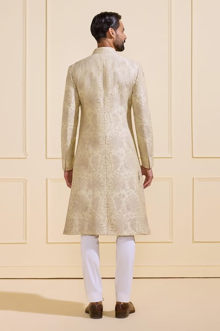 Shop Raghavendra Rathore Jodhpur Cream Silk Embroidery Floral Pattern Sherwani at Aza Fashions Shop_Raghavendra Rathore Jodhpur_Cream Silk Embroidery Floral Pattern Sherwani _at_Aza_Fashions