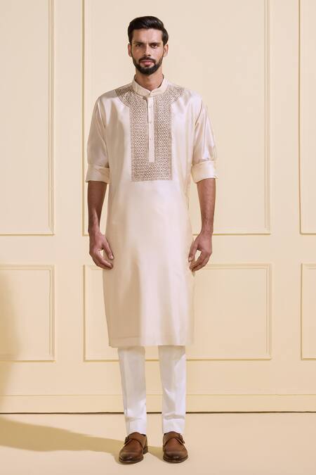 Buy Raghavendra Rathore Jodhpur Off White Silk Minimal Kurta Set Online at Aza Fashions Buy_Raghavendra Rathore Jodhpur_Off White Silk Minimal Kurta Set _Online_at_Aza_Fashions