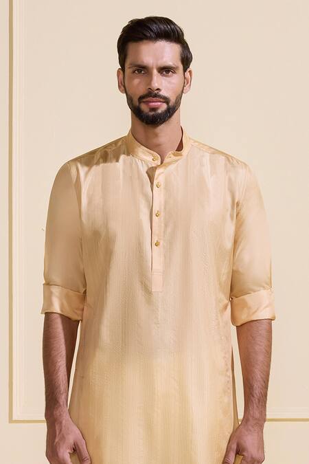 Raghavendra Rathore Jodhpur Gold Silk Embroidery Light Designer Kurta Online at Aza Fashions Raghavendra Rathore Jodhpur_Gold Silk Embroidery Light Designer Kurta _Online_at_Aza_Fashions