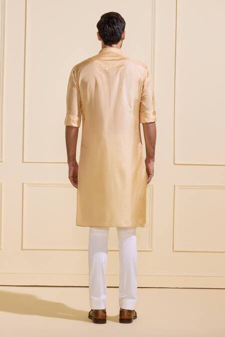 Shop Raghavendra Rathore Jodhpur Gold Silk Embroidery Light Designer Kurta at Aza Fashions Shop_Raghavendra Rathore Jodhpur_Gold Silk Embroidery Light Designer Kurta _at_Aza_Fashions